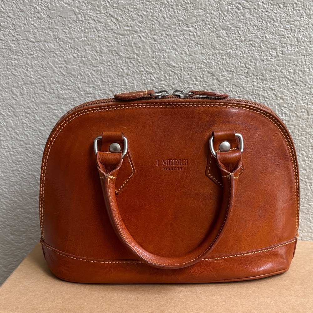 I Medici Tan Leather Dome Satchel
